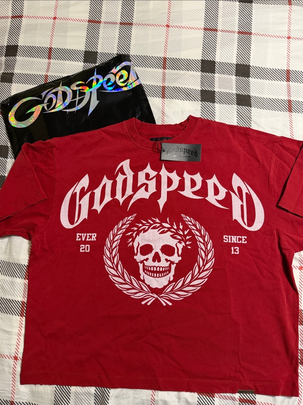 Godspeed Red Graphic Skull Jersey Tee